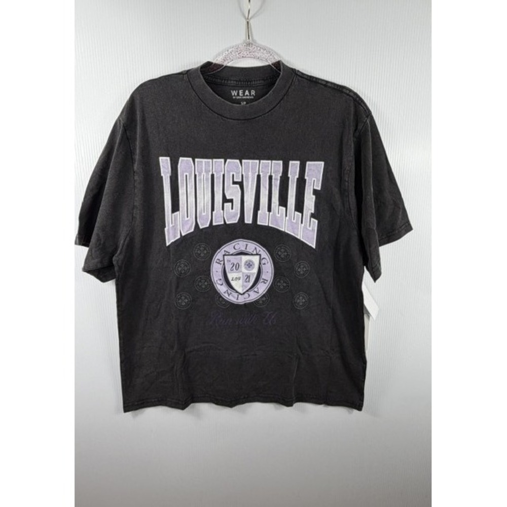 Racing Louisville FC Shirt Womens Large Grey Shield Graphic Tee Soccer Fan Gear